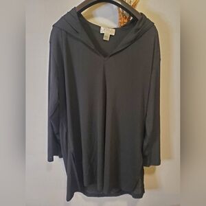 J Valdi Long Black Hooded Pullover